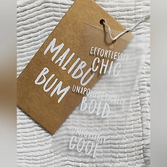 Malibu Bum White Smocked Tie Tube Top with Matching Pant Set Small New With Tags - Picture 4 of 4